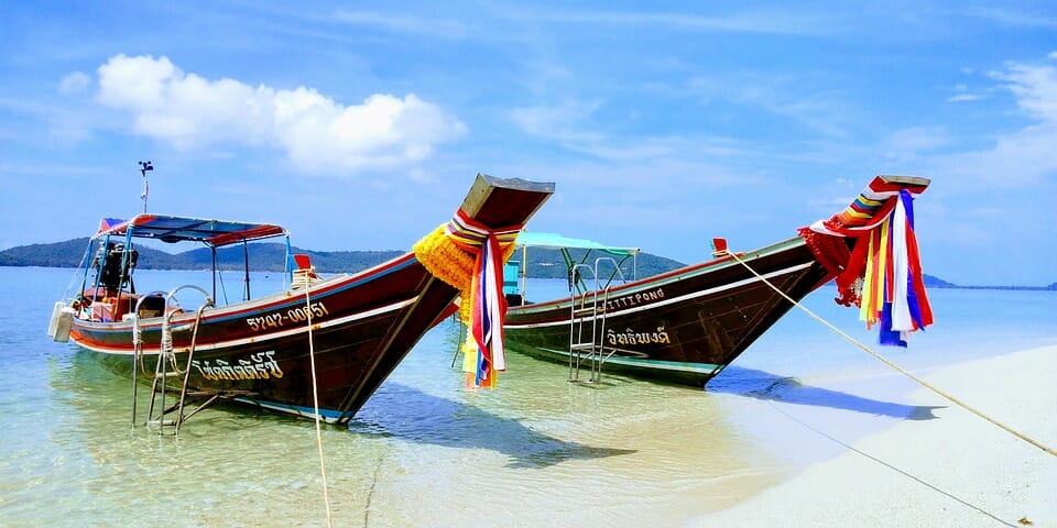 Thai boats on a beach