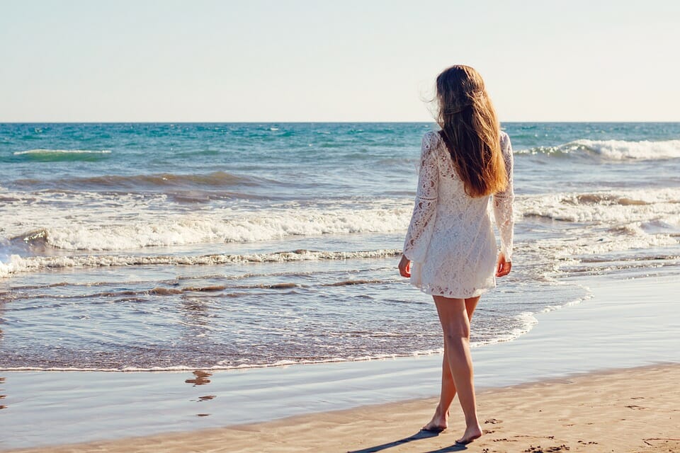 Young bride on a beach