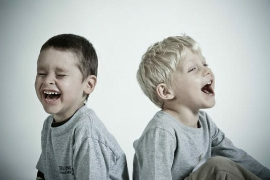 2 boys laughing