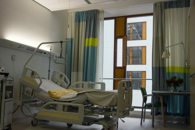 Hospital room with a window