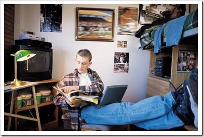 Man in messy room