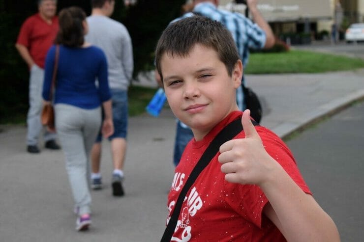 Boy giving thumbs up