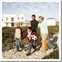 Family going for a walk