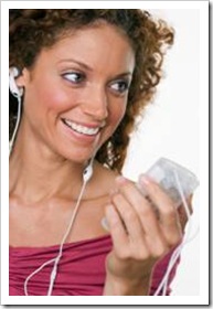 Woman listening to music on iPod