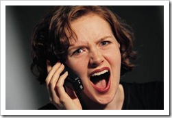 Woman upset on the phone