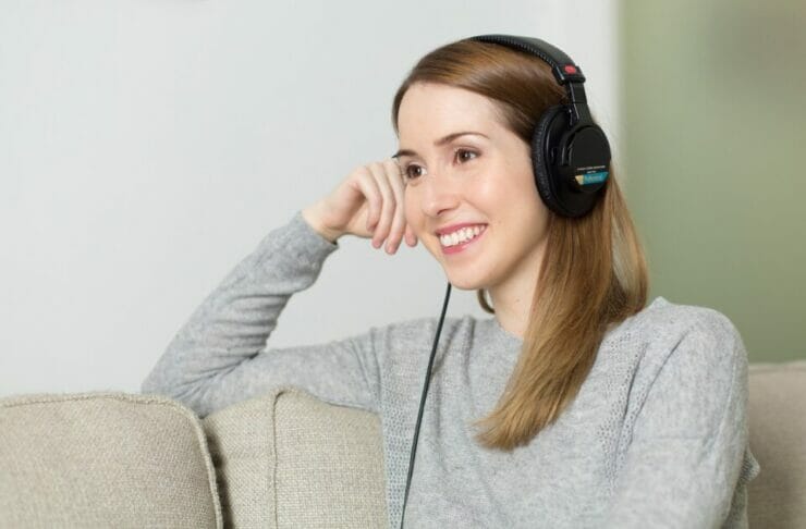 Woman relaxing listening to music