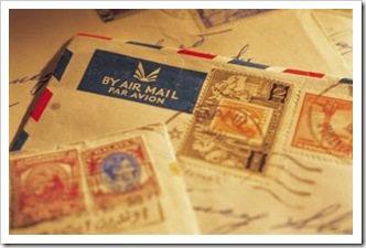 Air mail envelopes with overseas addresses