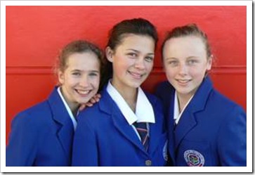 3 girls in school uniform