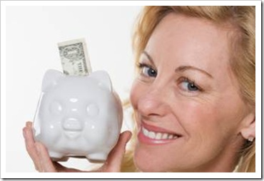 Woman with piggy bank