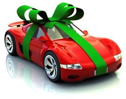 Gift-wrapped sports car