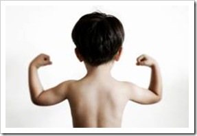 Kid showing his muscles