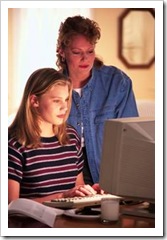 Mother and daughter at the computer