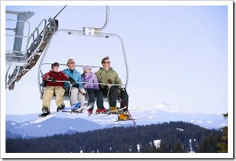 Family on a ski lift