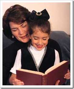 Mother and daughter reading