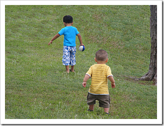 Little boys playing in the park