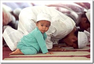 Little Mulsim boy in mosque