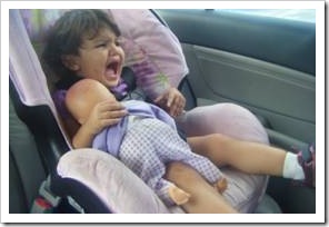 Screaming toddler in car seat