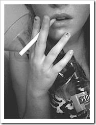 Teenage girl smoking and drinking