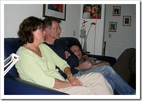 Family watching TV