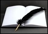 Feather quill on a book