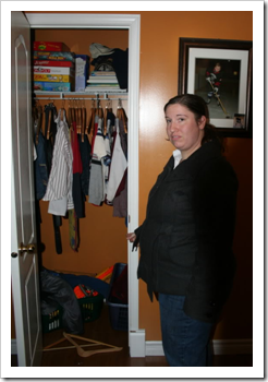 Woman next to closet