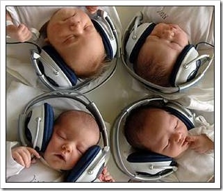 Babies with headphones