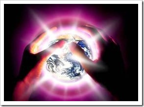 Hands around a shiny globe