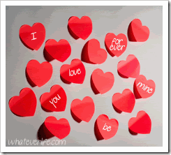 Heart-shaped notes with love messages