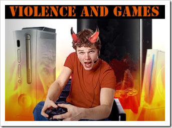 Teen playing video game with horns