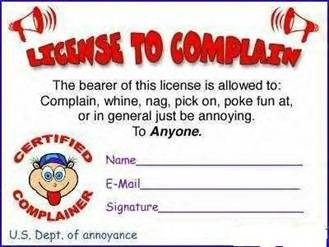 License to complain