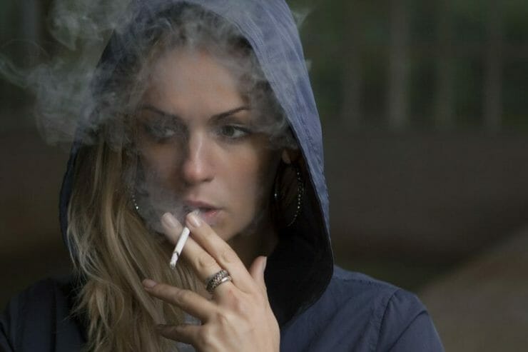Teen girl smoking