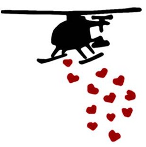 Helicopter dropping hearts