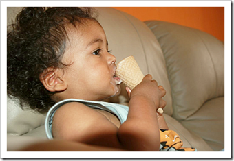 Baby eating ice cream