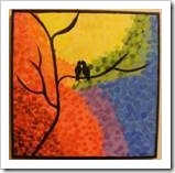 Painting of two lovebirds on a tree