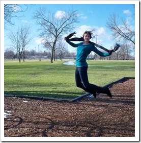 Woman jumps from joy