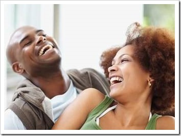 Black couple laughing