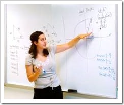 Teacher explaining a whiteboard