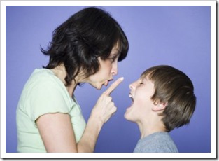 Mother and son in conflict