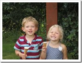 Happy kids with ice cream cones