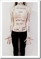 Young woman's body labeled with critical terms