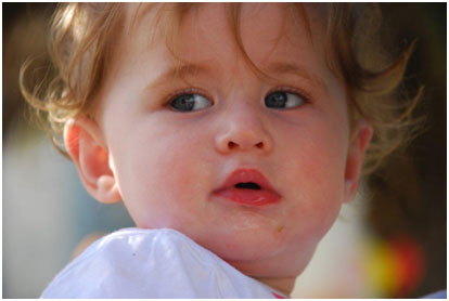 Blonde baby with blue eyes