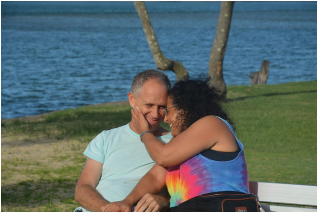 Couple sitting on a park bench