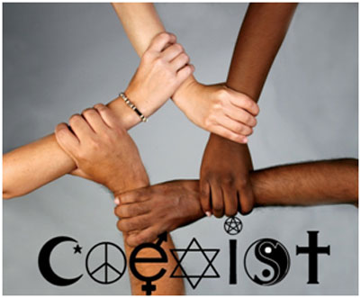 The word coexist made of religions symbols - can parents with different religions raise kids successfully?