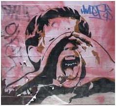 Graffiti of a boy yelling