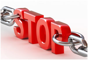 The word stop linked with chains