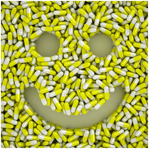 Capsules in the shape of a smiley