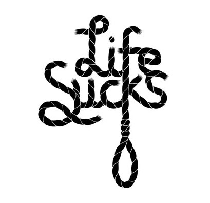 The words life sucks made out of rope