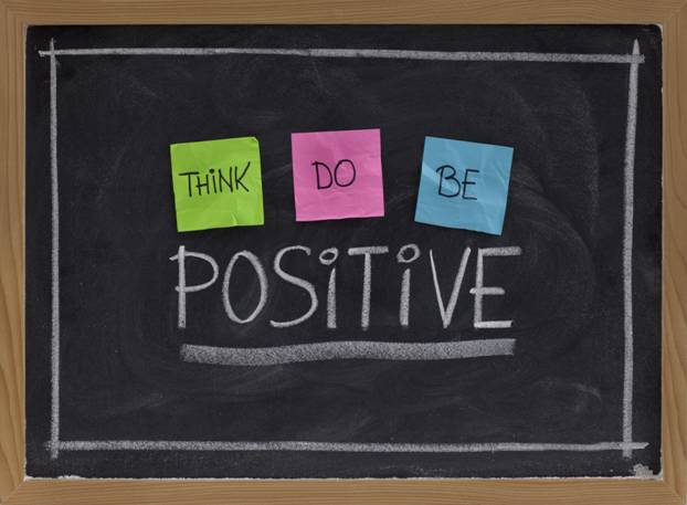 Think Do Be Positive written on a blackboard