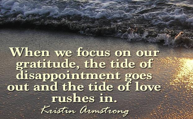 When we focus on our gratitude, the tide of disappointment goes out and the tide of love rushes in - Kristin Armstrong