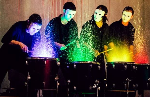 SoundStruck playing Etna, a paint drumming piece by Tsoof Baras